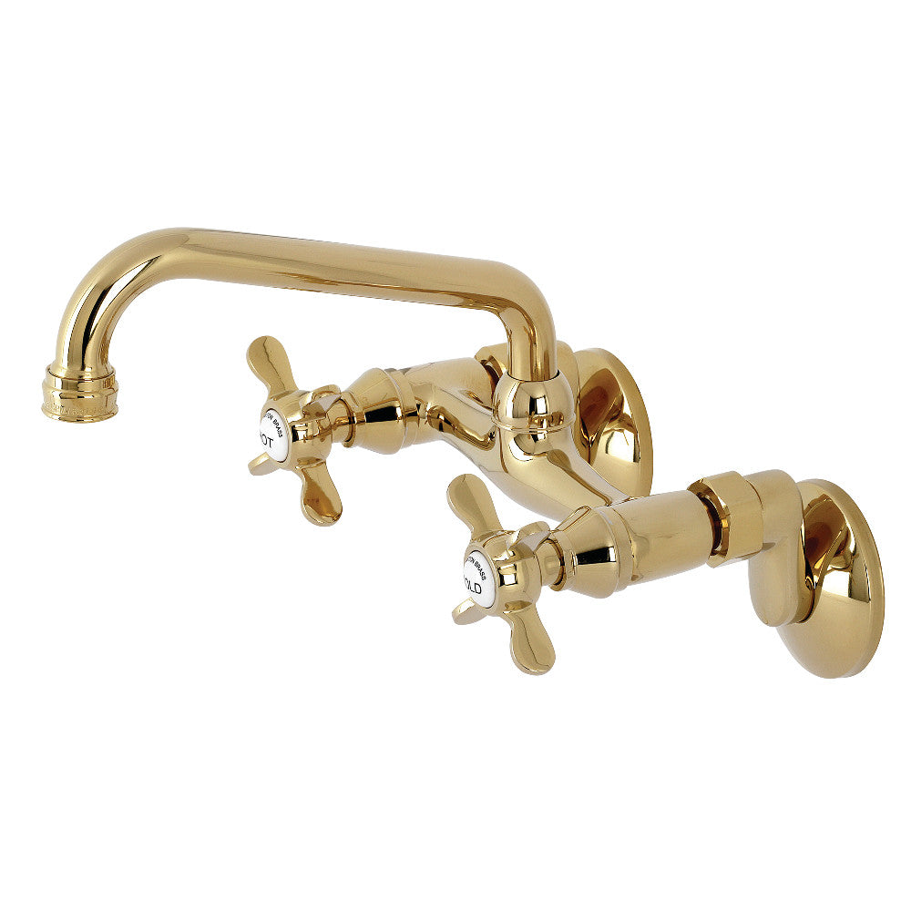 Kingston Brass KS113PB Essex Two Handle Wall Mount Kitchen Faucet, Polished Brass - BNGBath