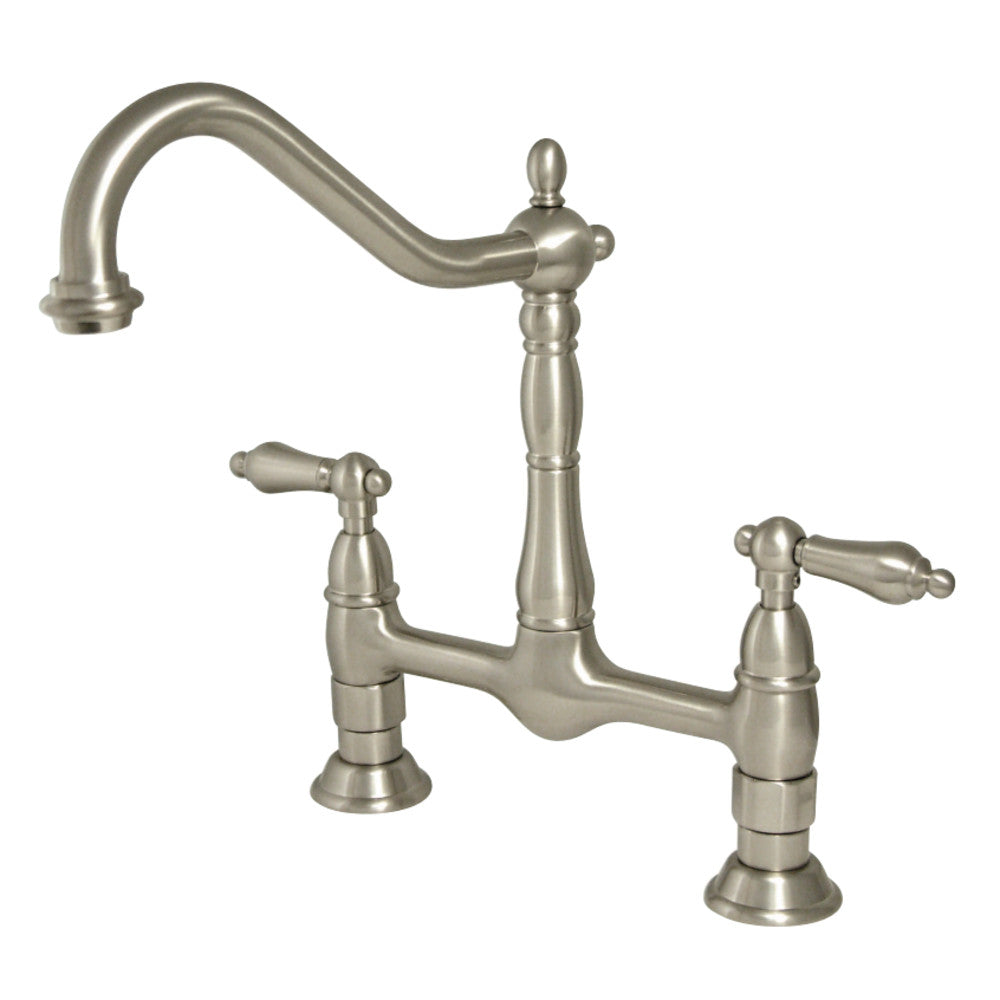 Kingston Brass KS1178AL Heritage Bridge Kitchen Faucet, Brushed Nickel - BNGBath