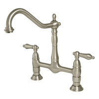 Thumbnail for Kingston Brass KS1178AL Heritage Bridge Kitchen Faucet, Brushed Nickel - BNGBath