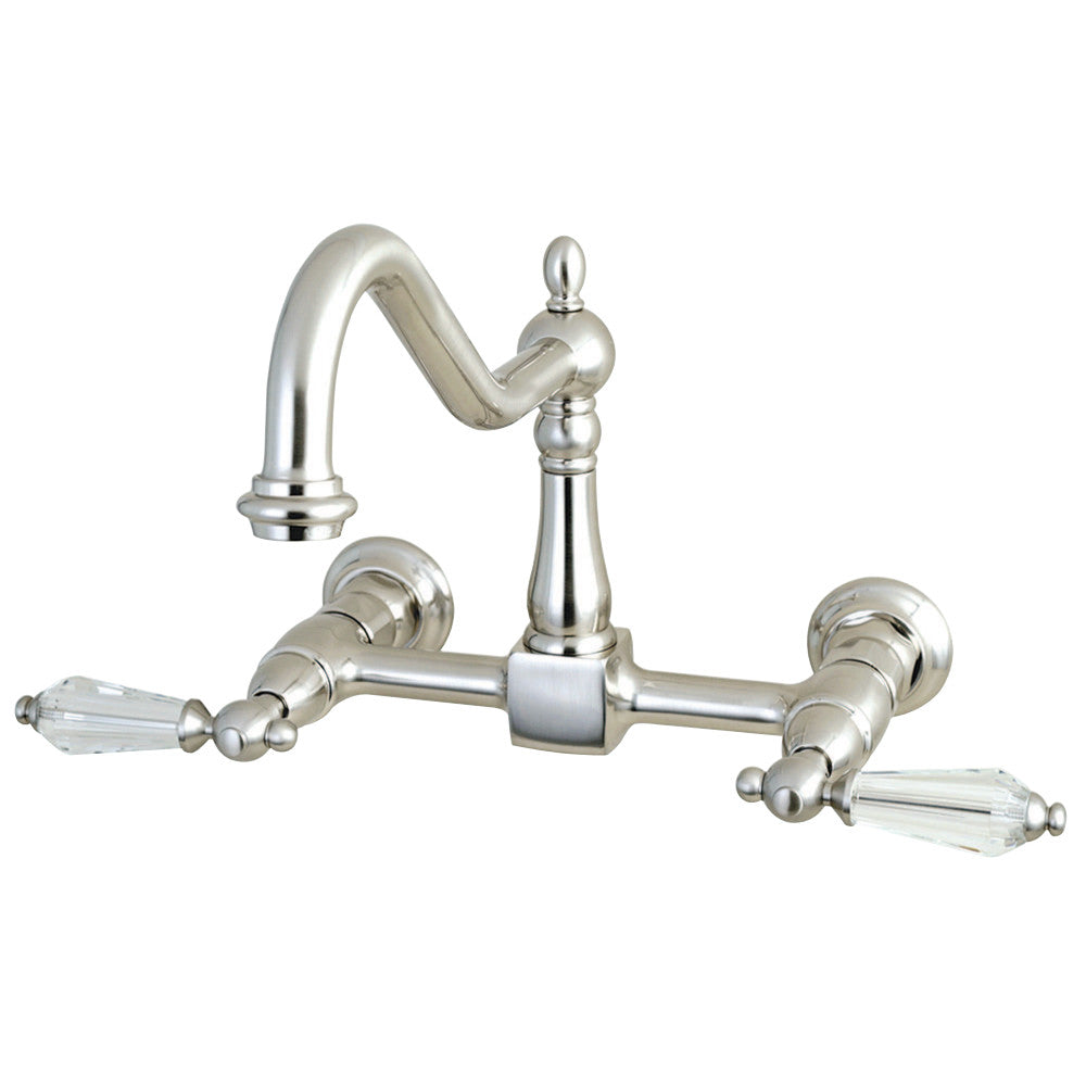 Kingston Brass KS1248WLL Wilshire Wall Mount Bridge Kitchen Faucet, Brushed Nickel - BNGBath