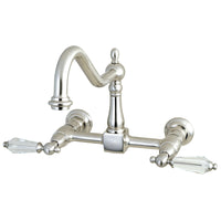 Thumbnail for Kingston Brass KS1248WLL Wilshire Wall Mount Bridge Kitchen Faucet, Brushed Nickel - BNGBath