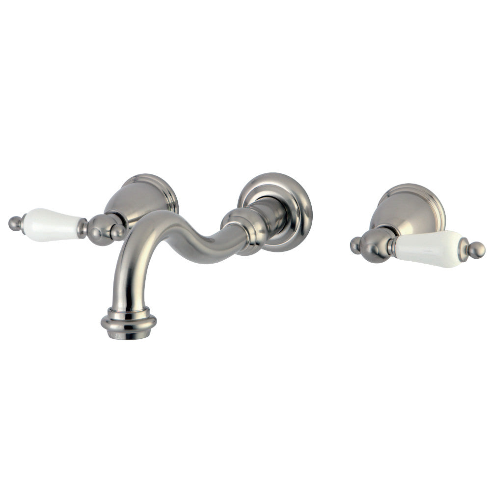 Kingston Brass KS3128PL Vintage 2-Handle Wall Mount Bathroom Faucet, Brushed Nickel - BNGBath