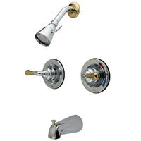 Thumbnail for Kingston Brass KB674 Tub and Shower Faucet, Polished Chrome/Polished Brass - BNGBath