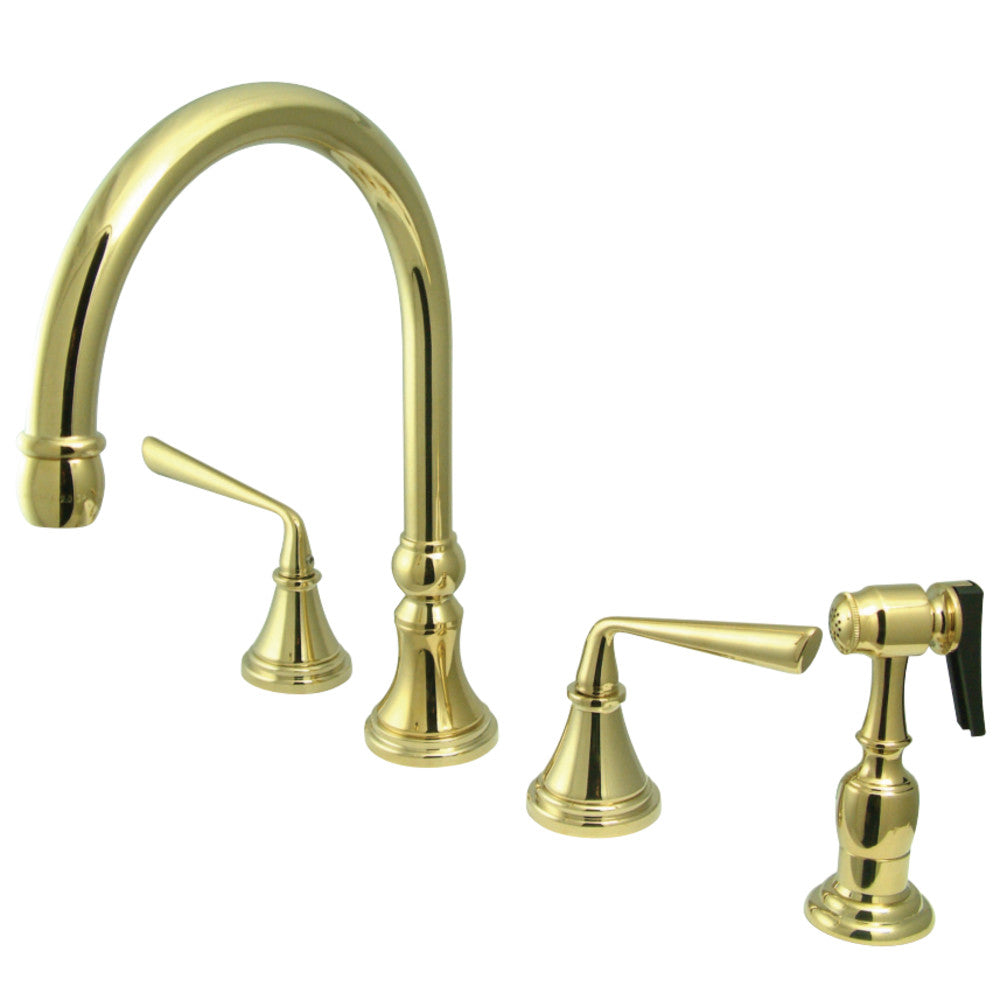 Kingston Brass KS2792ZLBS Widespread Kitchen Faucet, Polished Brass - BNGBath