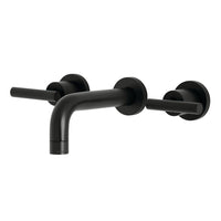 Thumbnail for Kingston Brass KS8120CML Manhattan 2-Handle 8 in. Wall Mount Bathroom Faucet, Matte Black - BNGBath