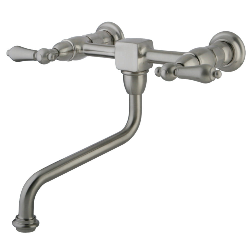 Kingston Brass KS1218AL Heritage Wall Mount Bathroom Faucet, Brushed Nickel - BNGBath