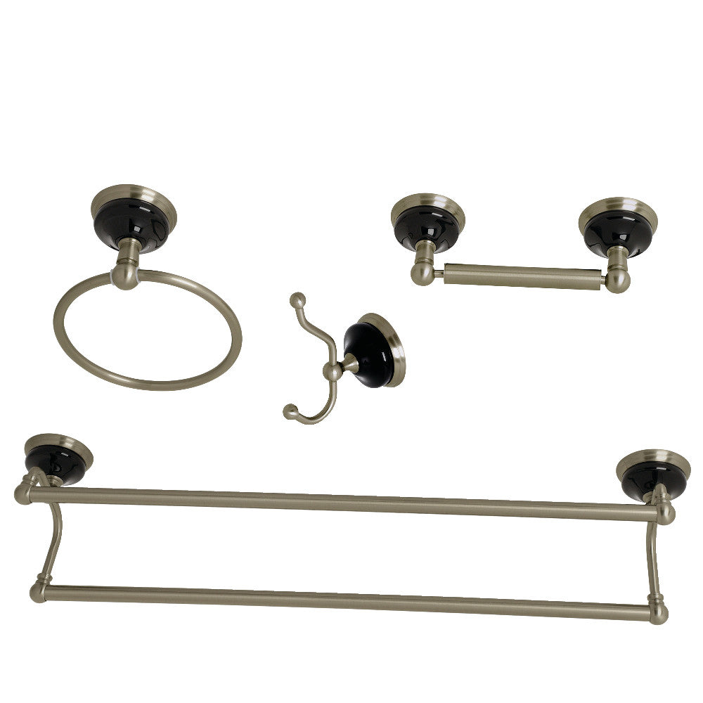 Kingston Brass BAK9113478BN Water Onyx 4-Piece Bathroom Accessory Set, Brushed Nickel - BNGBath