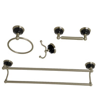 Thumbnail for Kingston Brass BAK9113478BN Water Onyx 4-Piece Bathroom Accessory Set, Brushed Nickel - BNGBath