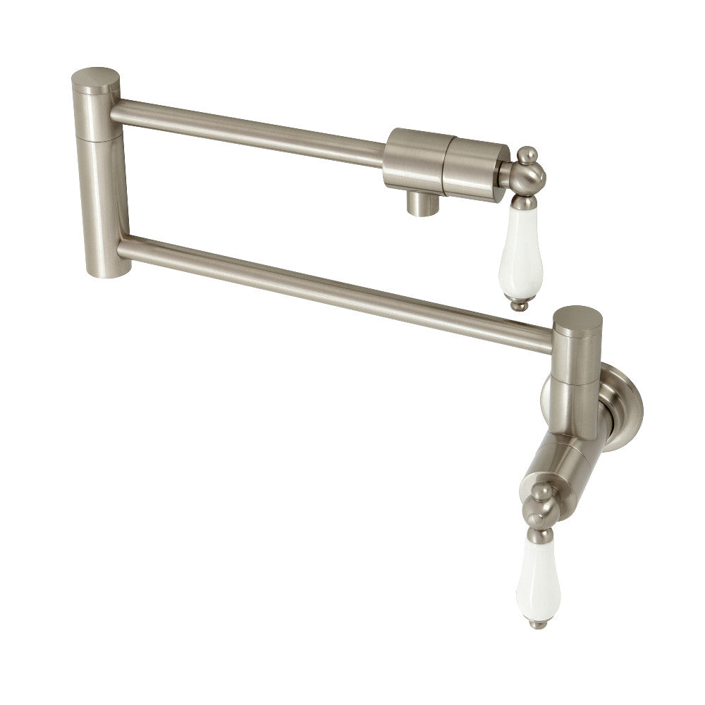 Kingston Brass KS4108PL Metropolitan Wall Mount Pot Filler, Brushed Nickel - BNGBath