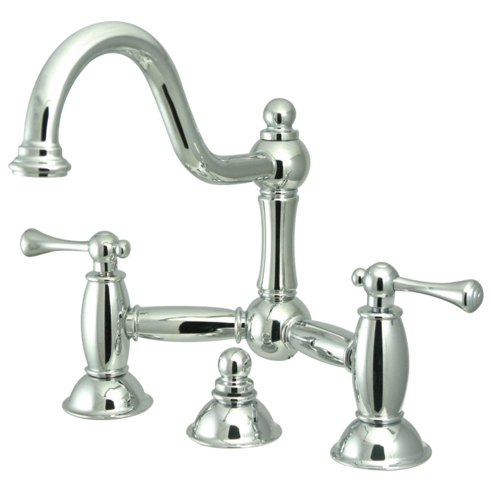 Kingston Brass KS3911BL Restoration Bathroom Bridge Faucet, Polished Chrome - BNGBath