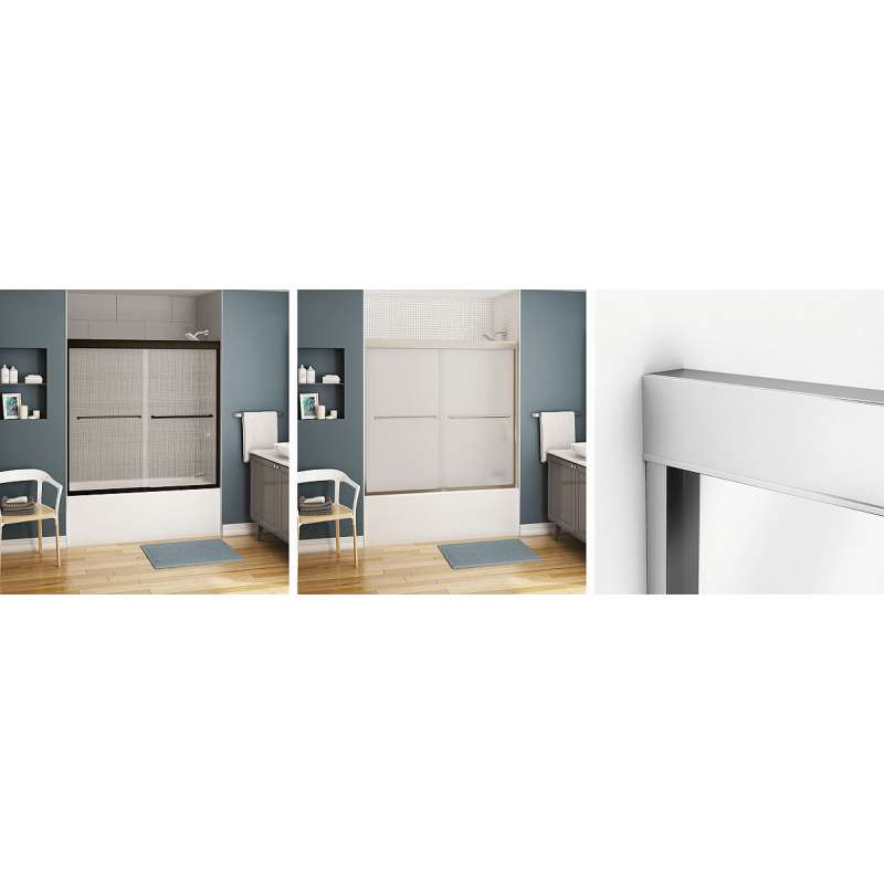 Chrome 6mm Semi-Frameless Slider Tub Door With Clear Glass, MAAX Kameleon 55-59X57IN - BNGBath