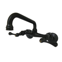 Thumbnail for Kingston Brass KS313MB Kingston Two Handle Wall Mount Kitchen Faucet, Matte Black - BNGBath