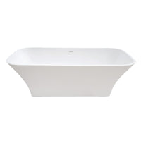 Thumbnail for Aqua Eden VRTSQ683222 Arcticstone 68-Inch Solid Surface White Stone Freestanding Tub with Drain, Matte White - BNGBath