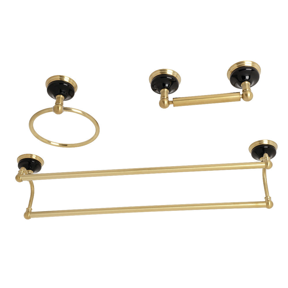 Kingston Brass BAK911348BB Water Onyx 3-Piece Bathroom Accessory Set, Brushed Brass - BNGBath