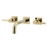 Thumbnail for Kingston Brass KS6122DL Concord Two-Handle Wall Mount Bathroom Faucet, Polished Brass - BNGBath