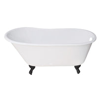 Thumbnail for Aqua Eden VCTND5328NT0 53-Inch Cast Iron Single Slipper Clawfoot Tub (No Faucet Drillings), White/Matte Black - BNGBath