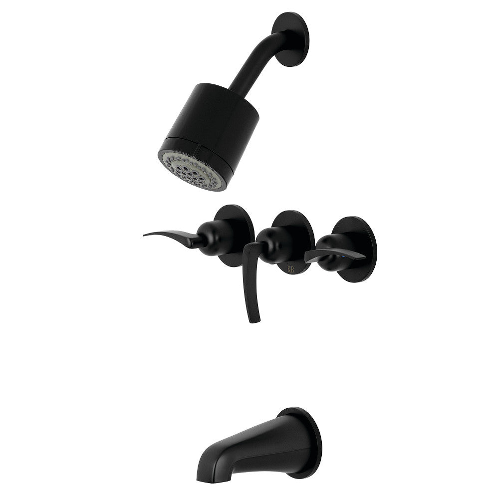 Kingston Brass KBX8130EFL Centurion Three-Handle Tub and Shower Faucet, Matte Black - BNGBath