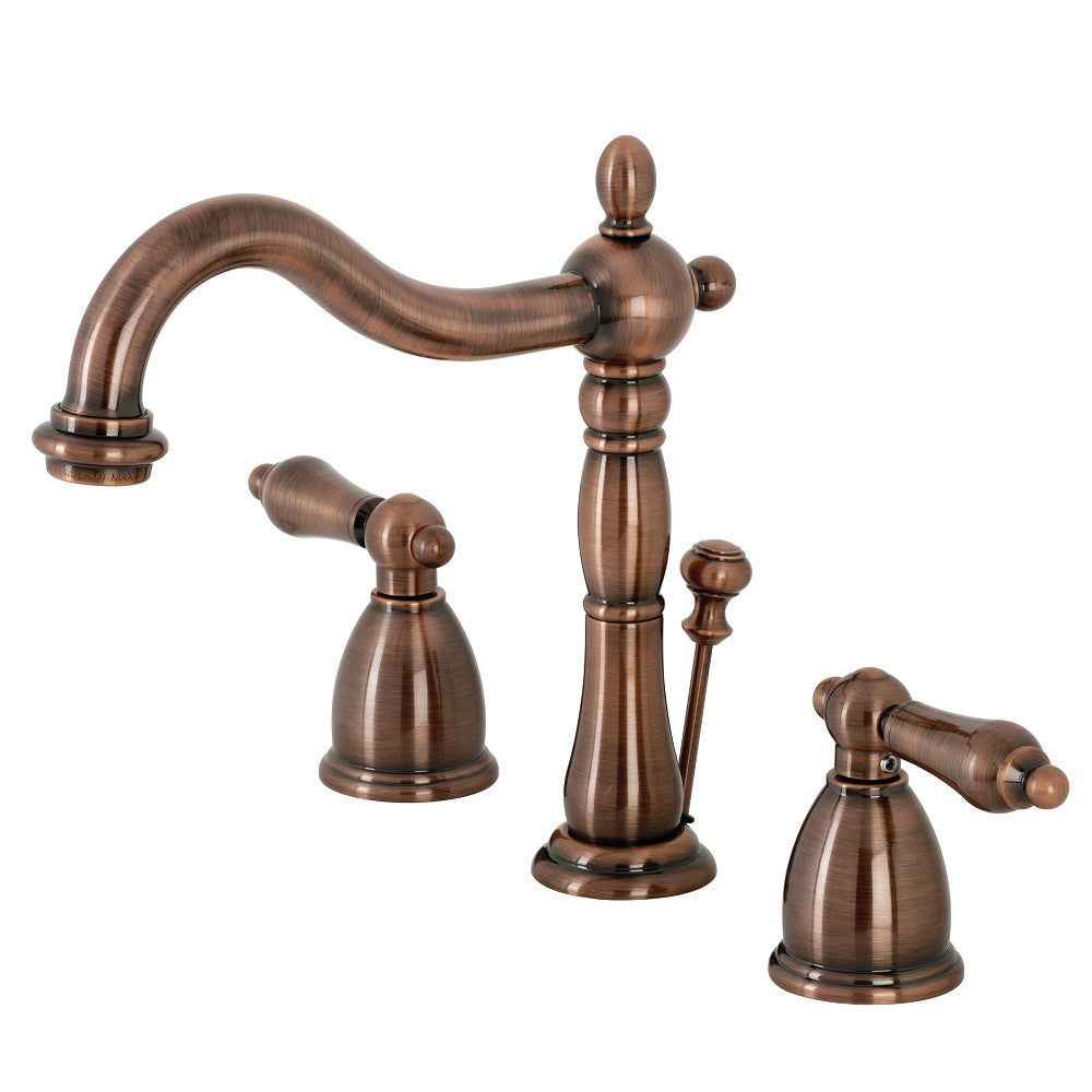 Kingston Brass KB197ALAC Heritage Widespread Bathroom Faucet with Brass Pop-Up, Antique Copper - BNGBath