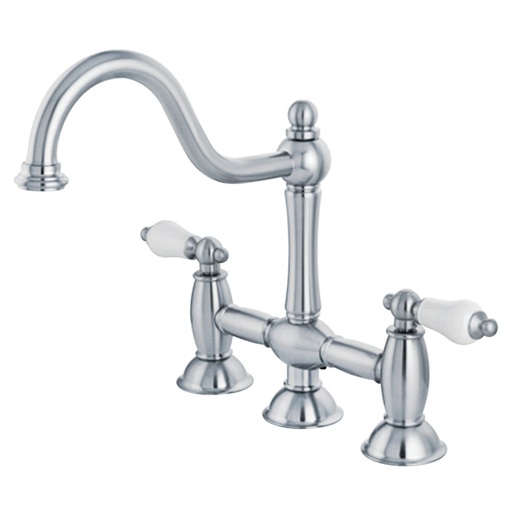 Kingston Brass KS3781PL Restoration Bridge Kitchen Faucet, Polished Chrome - BNGBath