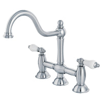 Thumbnail for Kingston Brass KS3781PL Restoration Bridge Kitchen Faucet, Polished Chrome - BNGBath