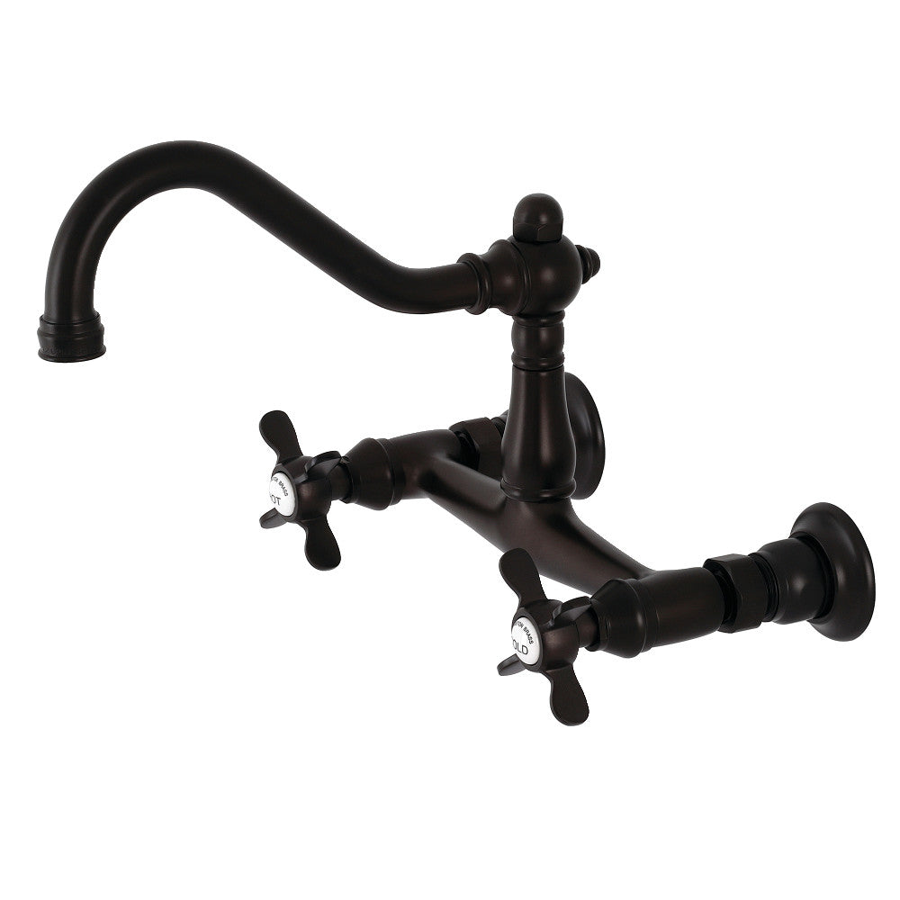 Kingston Brass KS3245BEX 8" Center Wall Mount Bathroom Faucet, Oil Rubbed Bronze - BNGBath