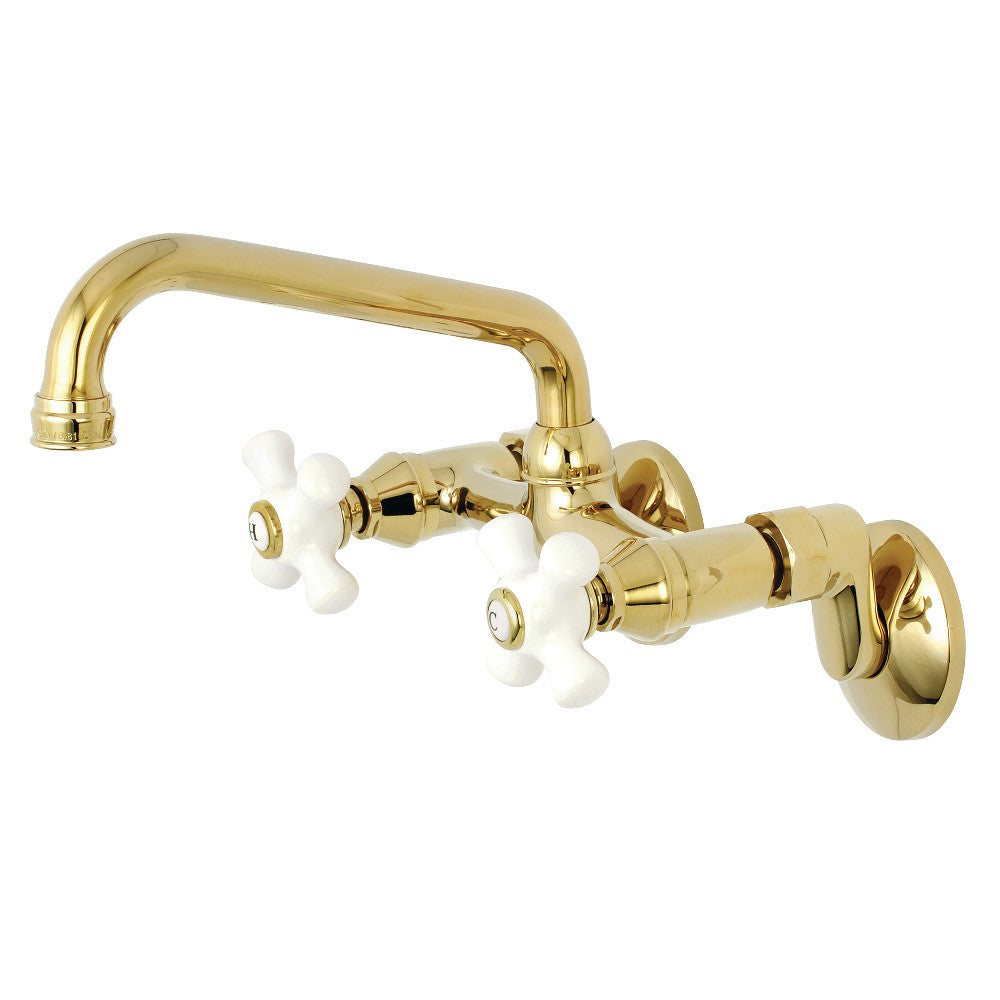 Kingston Brass KS613PB Kingston Two Handle Wall Mount Bathroom Faucet, Polished Brass - BNGBath