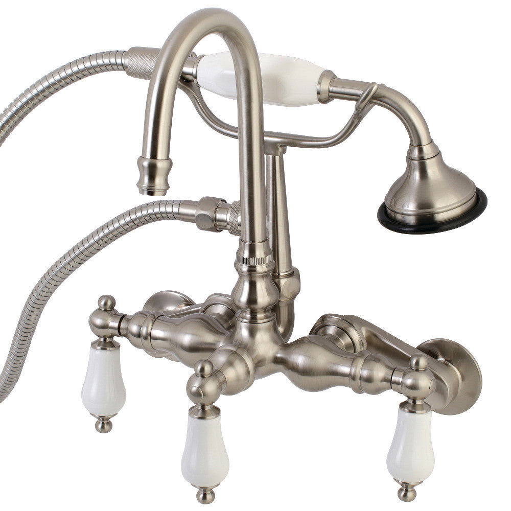 Kingston Brass AE305T8 Aqua Vintage Wall Mount Clawfoot Tub Faucets, Brushed Nickel - BNGBath