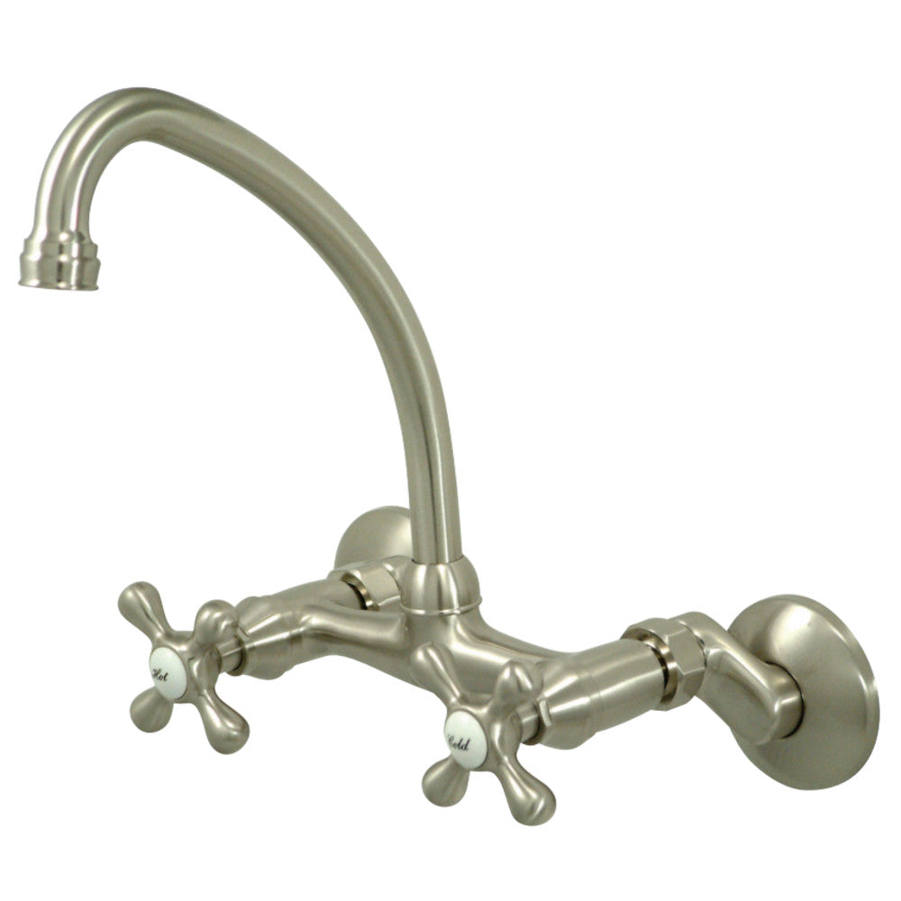 Kingston Brass KS214SN Kingston Two Handle Wall Mount Kitchen Faucet, Brushed Nickel - BNGBath