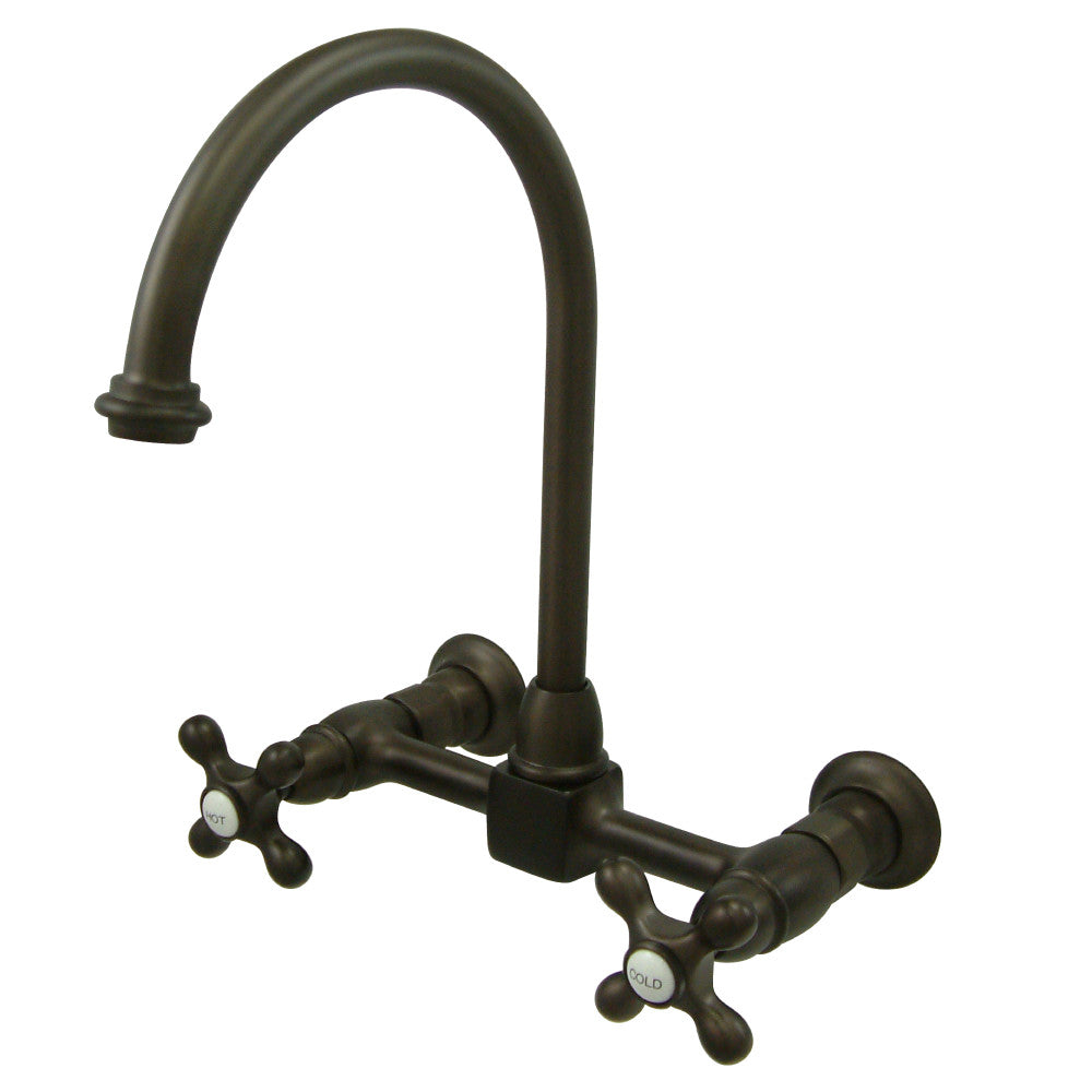 Kingston Brass KS1295AX Restoration Wall Mount Bridge Kitchen Faucet, Oil Rubbed Bronze - BNGBath