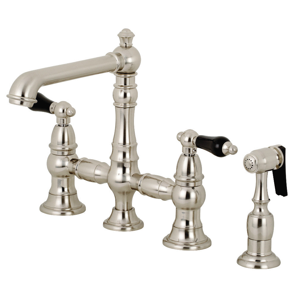 Kingston Brass KS7278PKLBS Duchess Bridge Kitchen Faucet with Brass Sprayer, Brushed Nickel - BNGBath