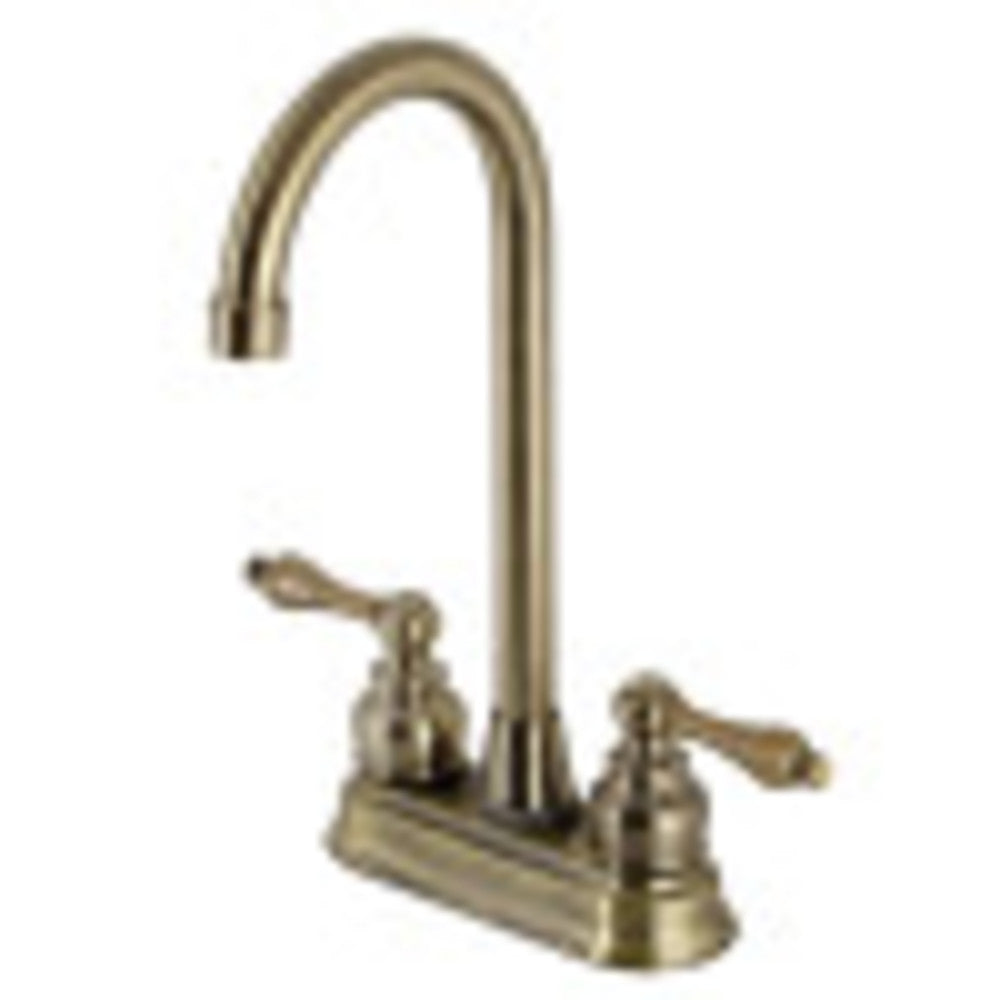 Kingston Brass KB493AL Victorian 4" Centerset High Arch Bar Faucet, Antique Brass - BNGBath