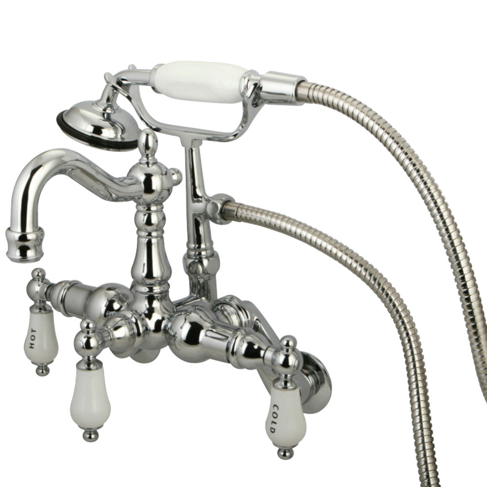 Kingston Brass CC1304T1 Vintage Adjustable Center Wall Mount Tub Faucet with Hand Shower, Polished Chrome - BNGBath