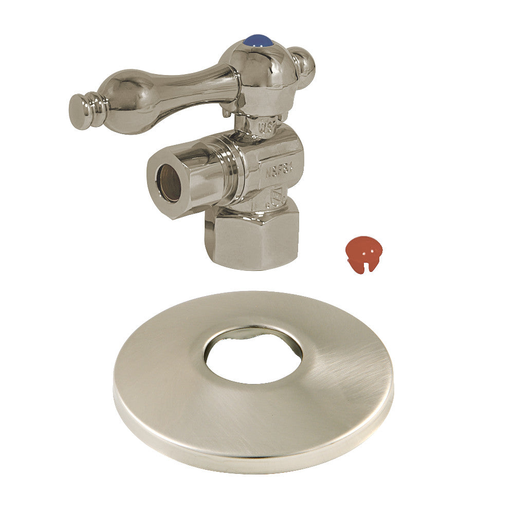 Kingston Brass CC43108K Quarter Turn Valve with Flange (1/2" FIP X 3/8" OD Compression), Brushed Nickel - BNGBath