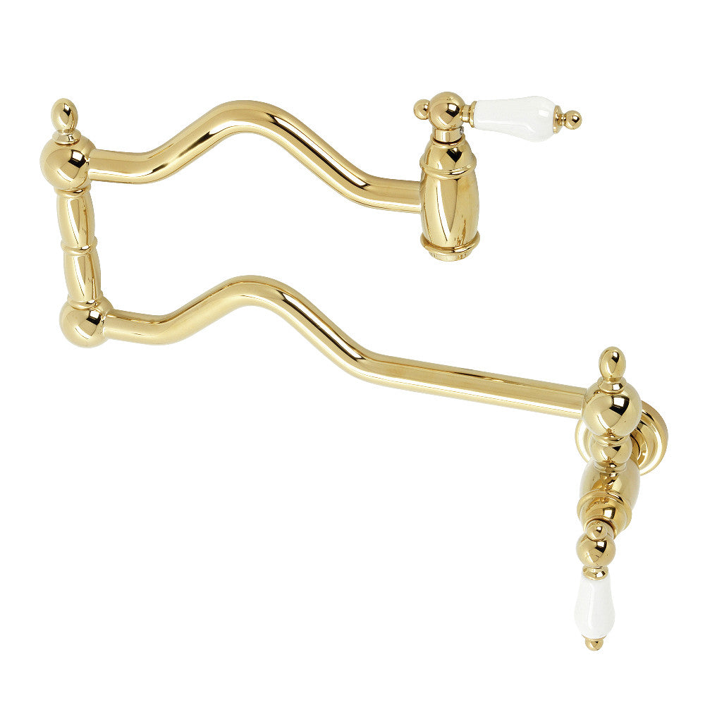 Kingston Brass KS2102PL Heritage Wall Mount Pot Filler, Polished Brass - BNGBath