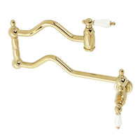 Thumbnail for Kingston Brass KS2102PL Heritage Wall Mount Pot Filler, Polished Brass - BNGBath