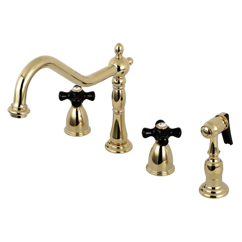 Kingston Brass KB1792PKXBS Widespread Kitchen Faucet, Polished Brass - BNGBath