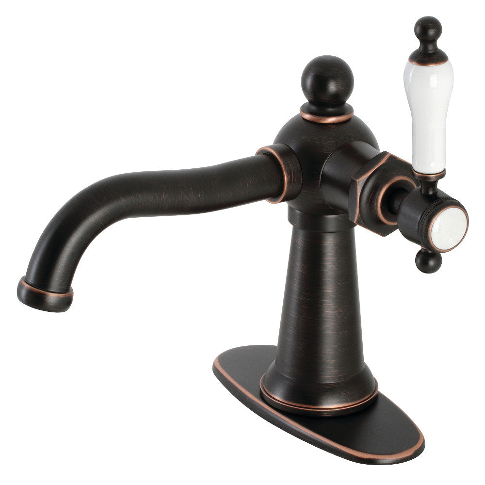 Kingston Brass KSD154KLNB Nautical Single-Handle Bathroom Faucet with Push Pop-Up, Naples Bronze - BNGBath