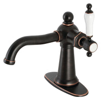 Thumbnail for Kingston Brass KSD154KLNB Nautical Single-Handle Bathroom Faucet with Push Pop-Up, Naples Bronze - BNGBath