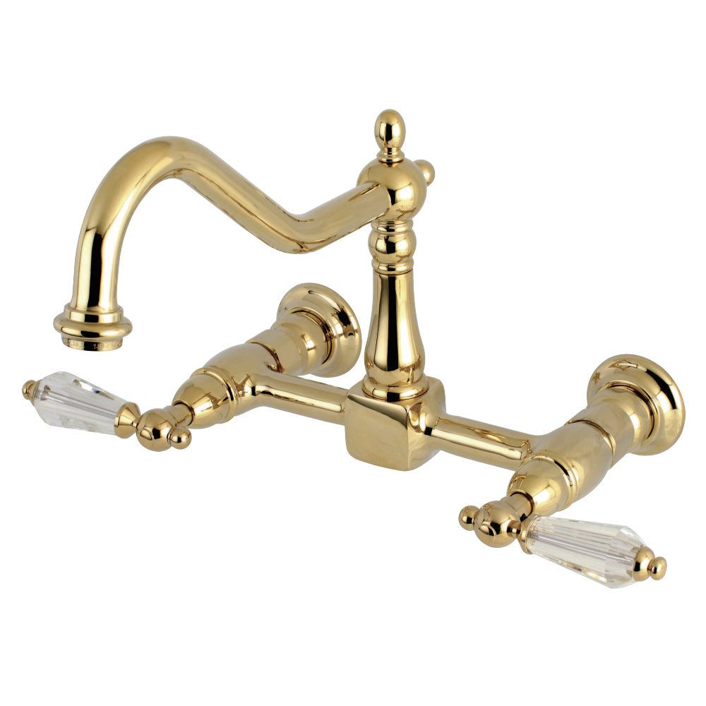 Kingston Brass KS1242WLL Wilshire Wall Mount Bridge Kitchen Faucet, Polished Brass - BNGBath