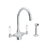 Thumbnail for ROHL San Julio Single Hole C-Spout Kitchen Faucet with Sidespray - BNGBath