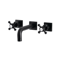 Thumbnail for Kingston Brass KS6120BX Metropolitan Two-Handle Wall Mount Bathroom Faucet, Matte Black - BNGBath