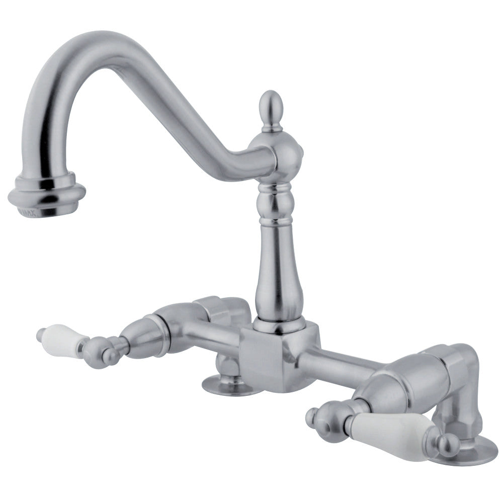 Kingston Brass KS1141PL Heritage Two-Handle Bridge Kitchen Faucet, Polished Chrome - BNGBath