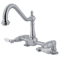 Thumbnail for Kingston Brass KS1141PL Heritage Two-Handle Bridge Kitchen Faucet, Polished Chrome - BNGBath