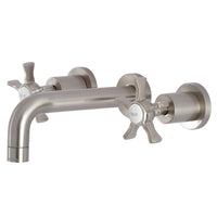 Thumbnail for Kingston Brass KS8128NX Hamilton Two-Handle Wall Mount Bathroom Faucet, Brushed Nickel - BNGBath