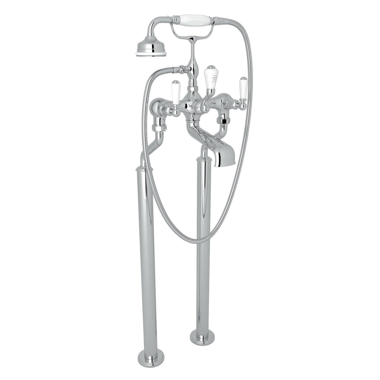 Perrin & Rowe Edwardian Exposed Floor Mount Tub Filler with Handshower - BNGBath