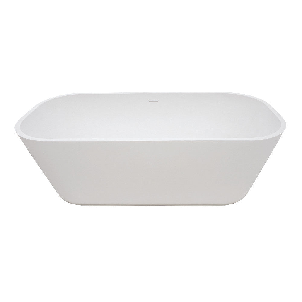 Aqua Eden VRTSQ653124 Arcticstone 65-Inch Solid Surface White Stone Freestanding Tub with Drain, Matte White - BNGBath