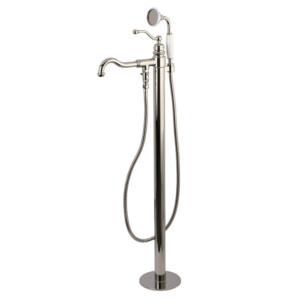 Kingston Brass KS7136ABL English Country Freestanding Tub Faucet with Hand Shower, Polished Nickel - BNGBath