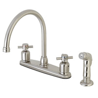 Thumbnail for Kingston Brass FB798DXSP Concord 8-Inch Centerset Kitchen Faucet with Sprayer, Brushed Nickel - BNGBath