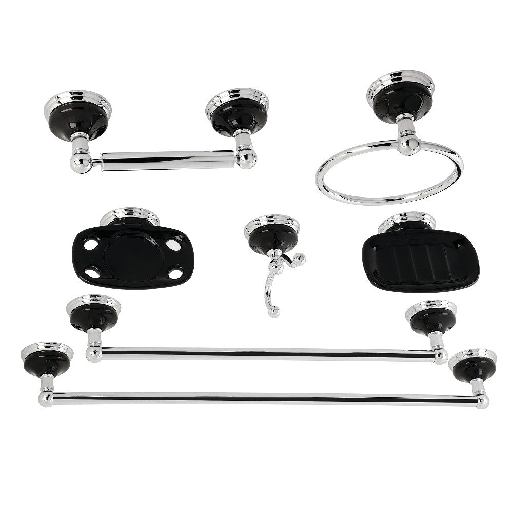 Kingston Brass BAK9110C1 Water Onyx 7-Piece Bathroom Accessory Set, Polished Chrome - BNGBath