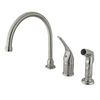 Thumbnail for Kingston Brass KB828 Single-Handle Widespread Kitchen Faucet, Brushed Nickel - BNGBath